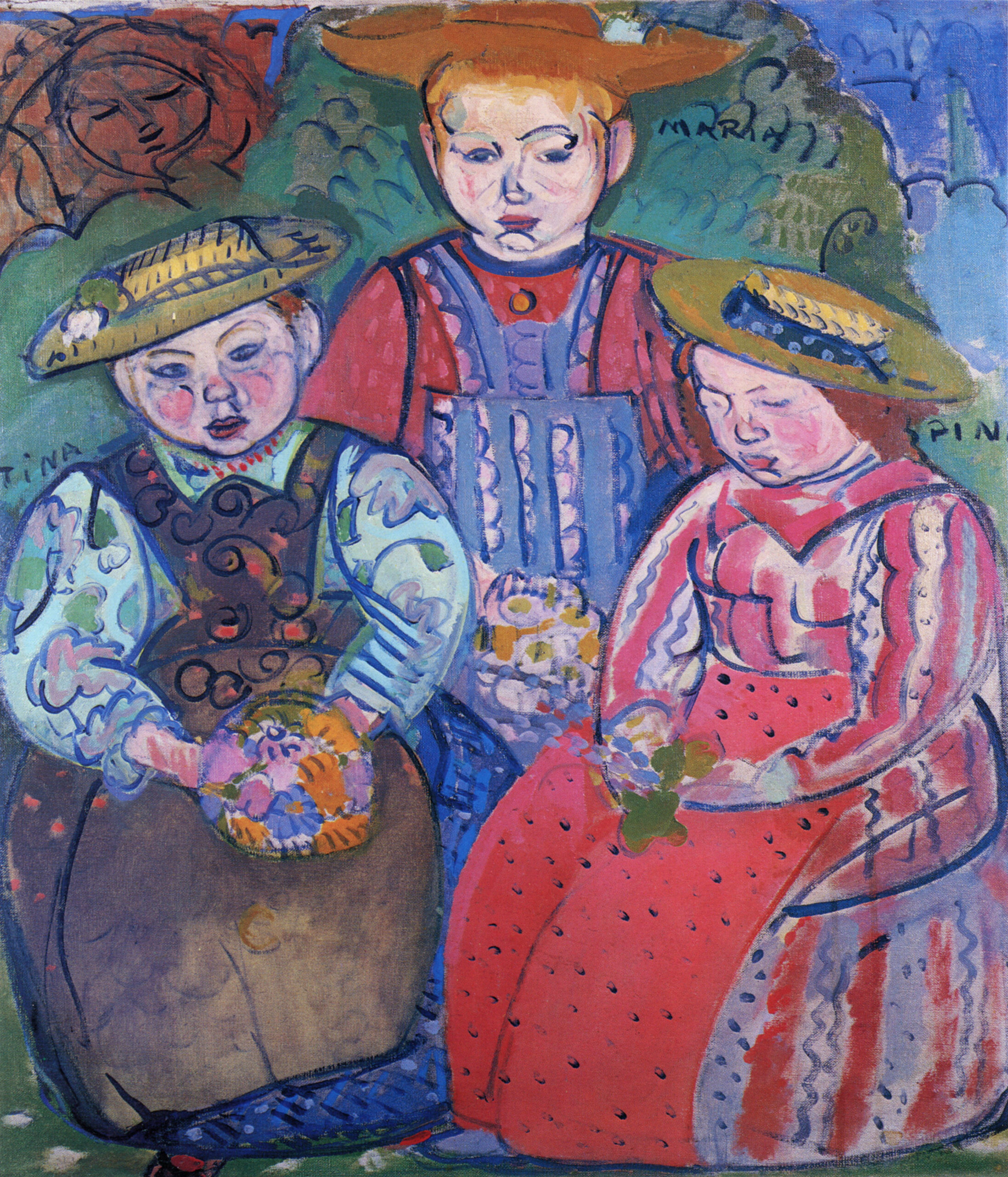 Gino Rossi Tina, Maria e Pina olio su tela 70 x 61 cm