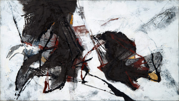 Toti Scialoja Strappo, 1957 tempera e vinilico su tela di canapa 84,8 x 150 cm