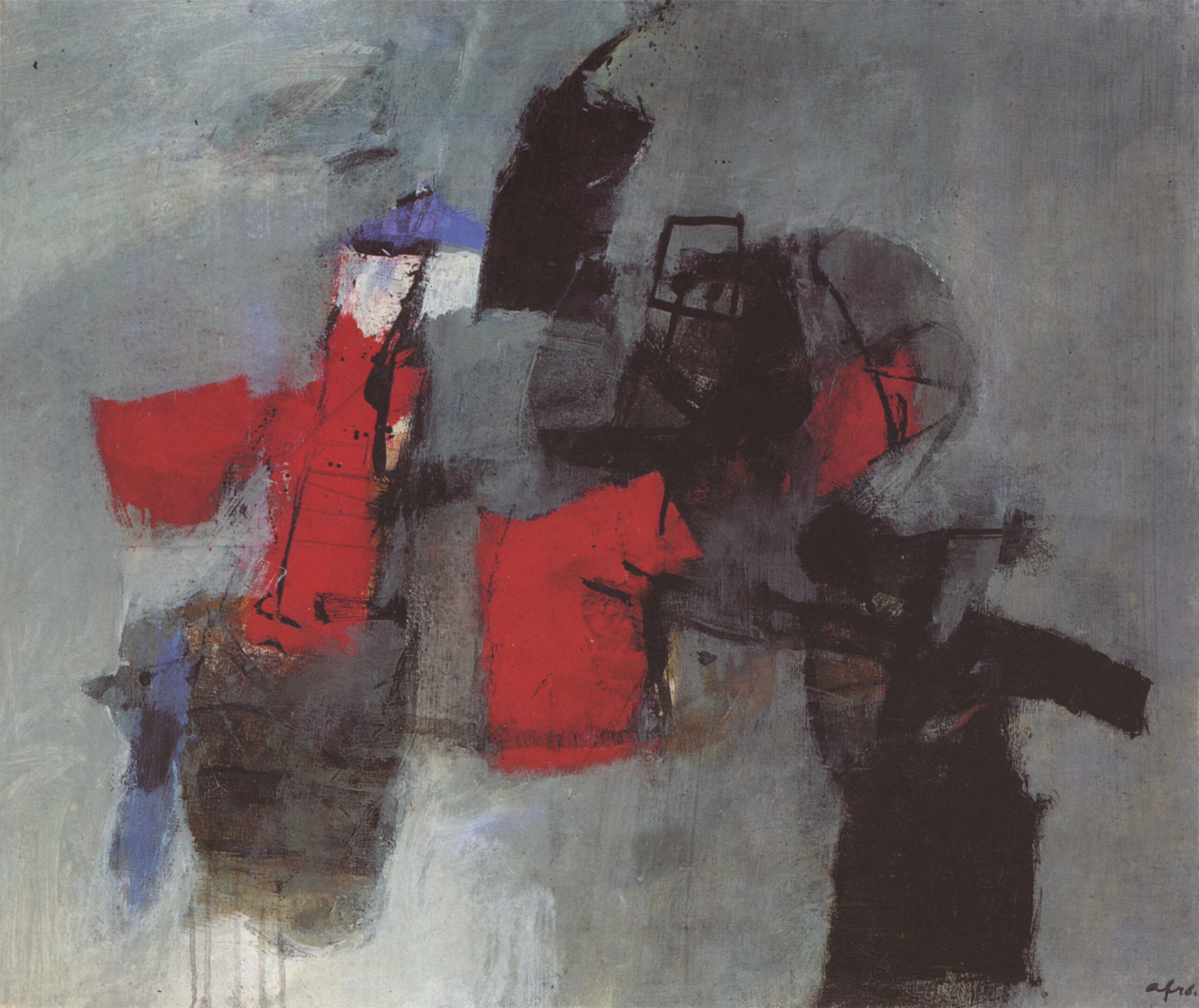 Afro Basaldella Tavola rotonda, 1968 tecnica mista su tela 110 x 130 cm