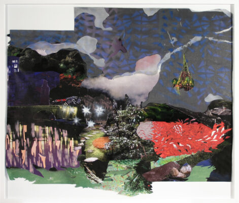 Alessandro Roma - Il laghetto ha fatto un velo di ghiaccio, 2008 olio, smalto e tecnica mista su collage di carta 174 x 204 cm