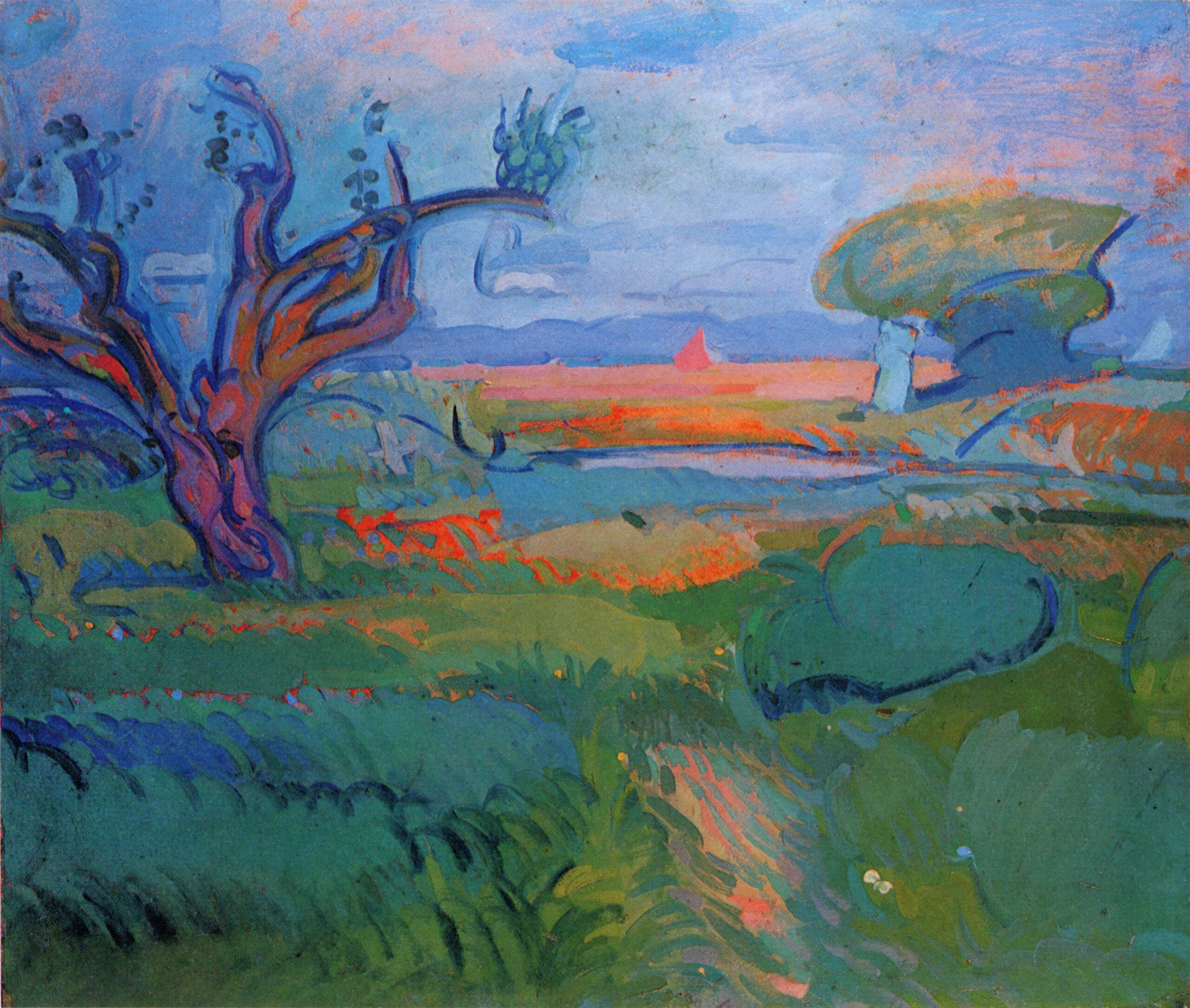 Gino Rossi Barene a Burano olio su cartone riportato su compensato 59,5 x 70,4 cm