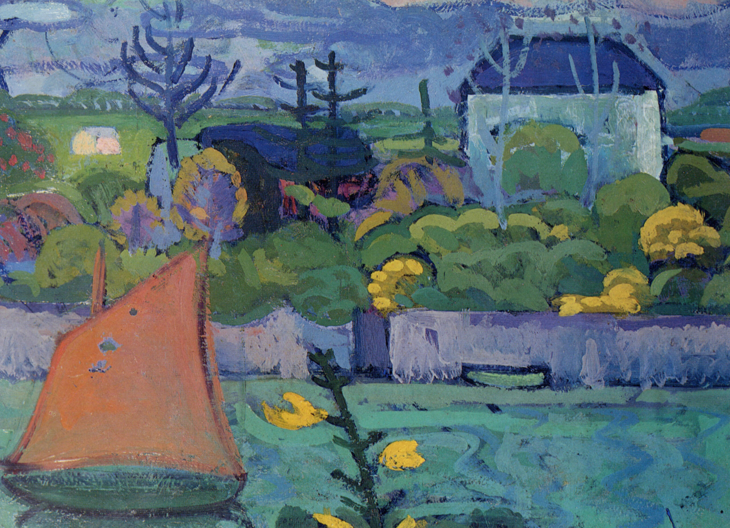 Gino Rossi Canale con vela a Burano olio su cartone 22 x 29 cm