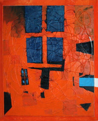 Gianni Dessì - Interno, 2006 olio e stoppa su tela e legno  180 x 150 cm