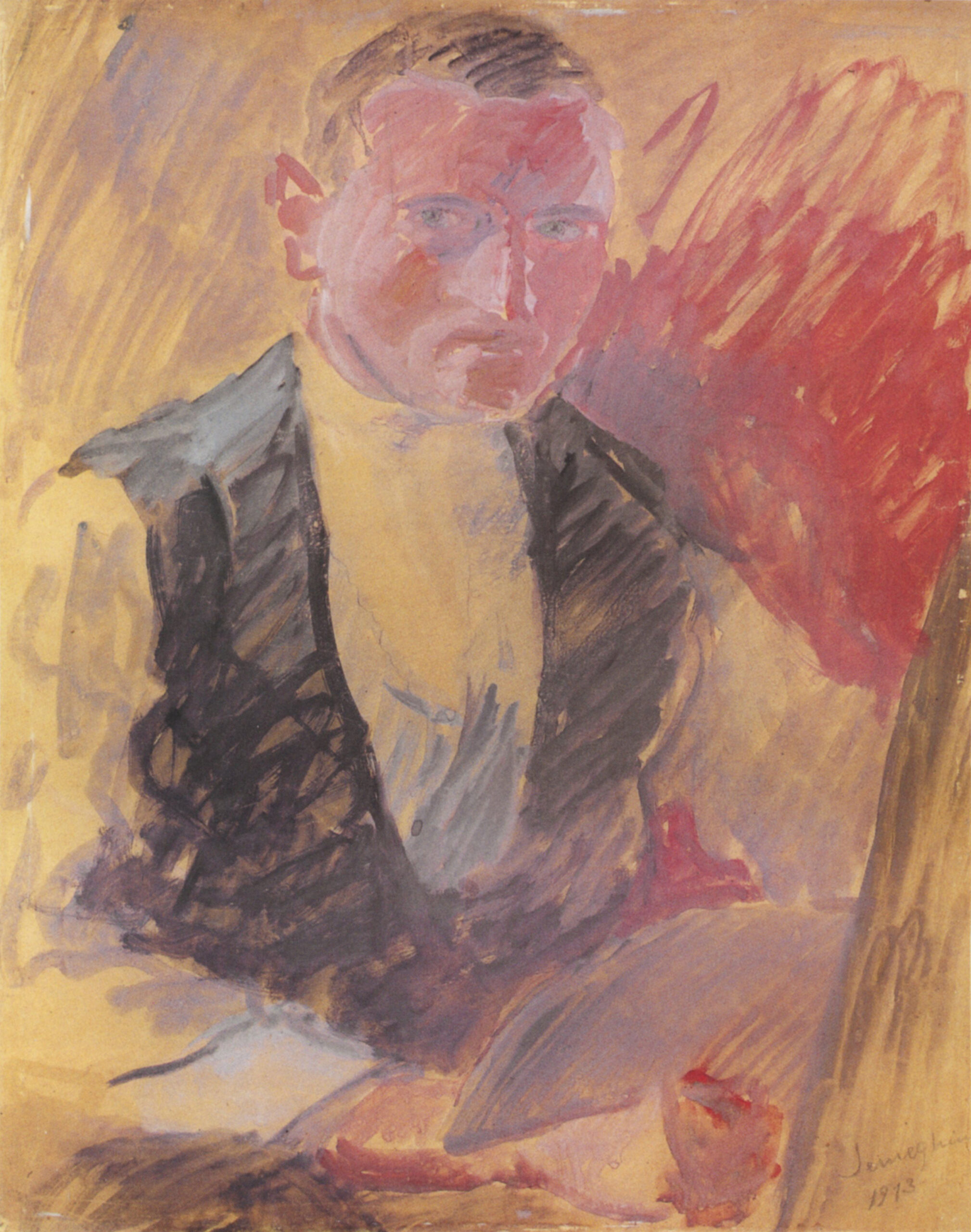 Pio Semeghini Autoritratto, 1913 tempera su carta 65 x 50 cm