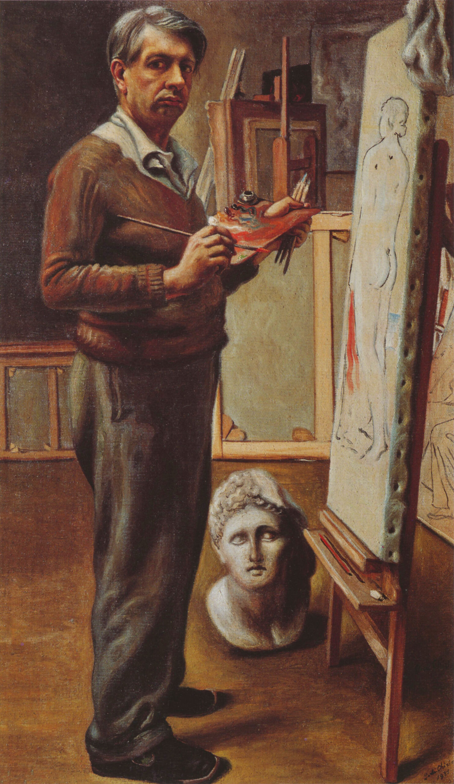 Giorgio de Chirico Autoritratto nello studio (Autoritratto nello studio di Parigi), 1934 olio su tela, 130 x 75,5 cm Roma, Galleria Nazionale d'Arte Moderna